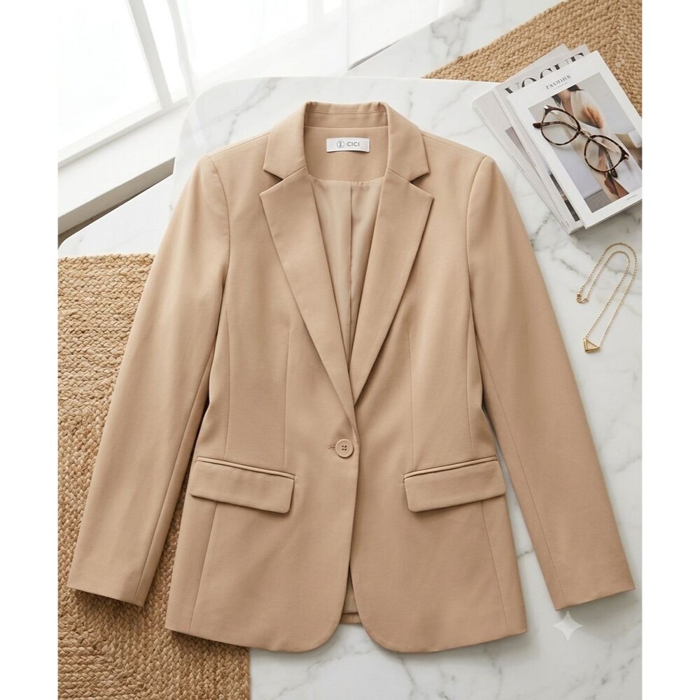 Cicy Bell Women's S Beige Blazer NWT Casual Work Jacket Single Button Career